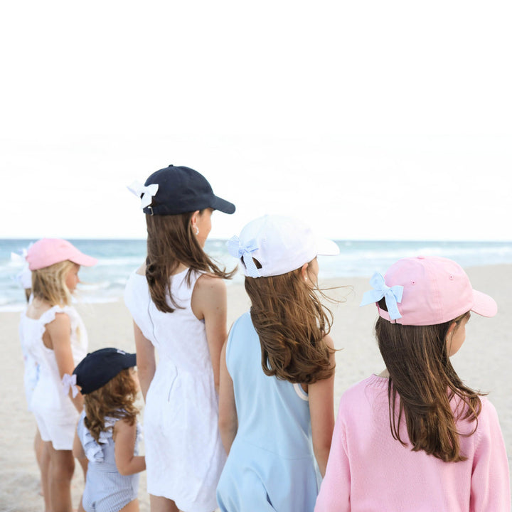 Mommy and Me Matching Monogrammed Bow Baseball Hat in Navy, White, Pink - 3 Colors
