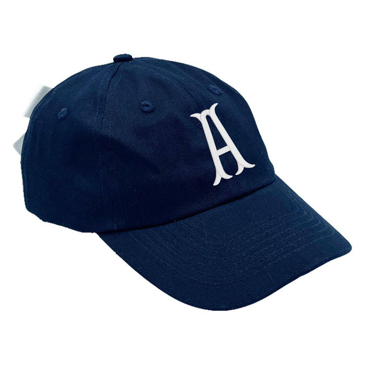 Mommy and Me Matching Monogrammed Bow Baseball Hat in Navy, White, Pink - 3 Colors