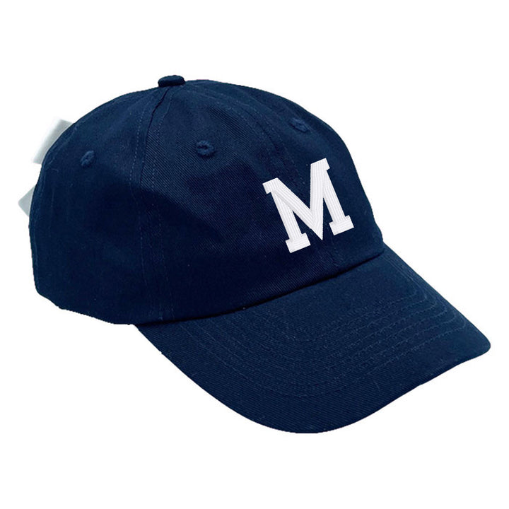 Mommy and Me Matching Monogrammed Bow Baseball Hat in Navy, White, Pink - 3 Colors