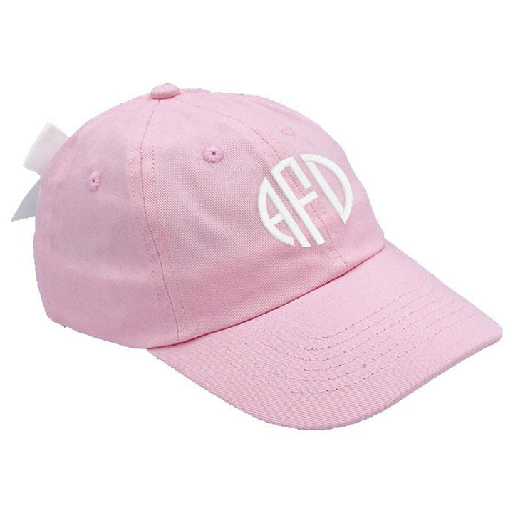 Mommy and Me Matching Monogrammed Bow Baseball Hat in Navy, White, Pink - 3 Colors