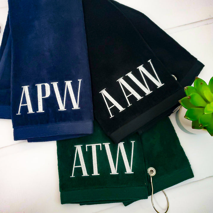 Monogrammed Personalized Golf Towel - Father's Day Gift Set - Gifts for Him - 4 Colors