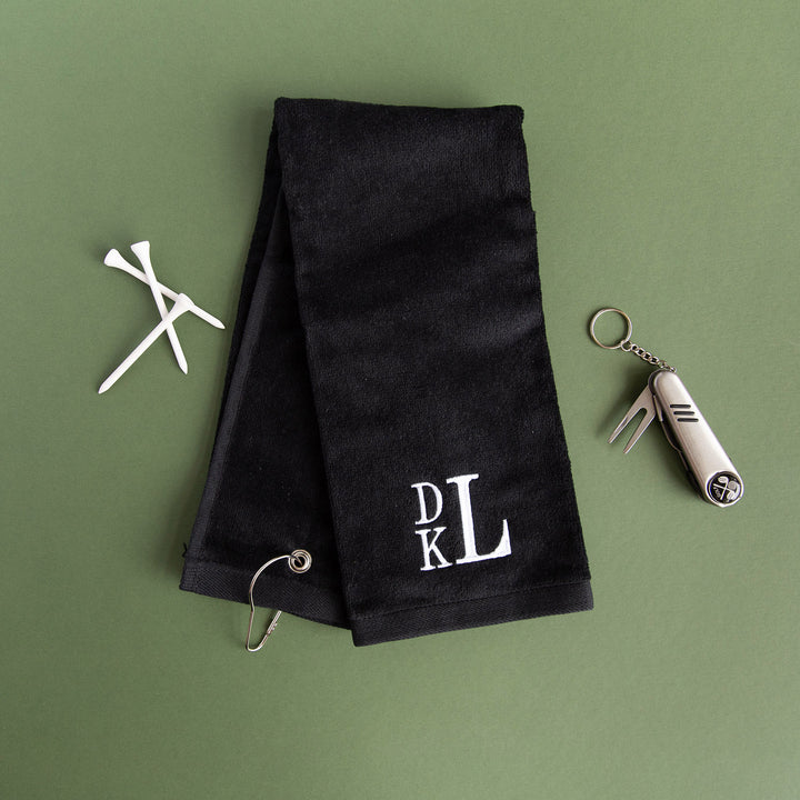 Monogrammed Personalized Golf Towel - Father's Day Gift Set - Gifts for Him - 4 Colors