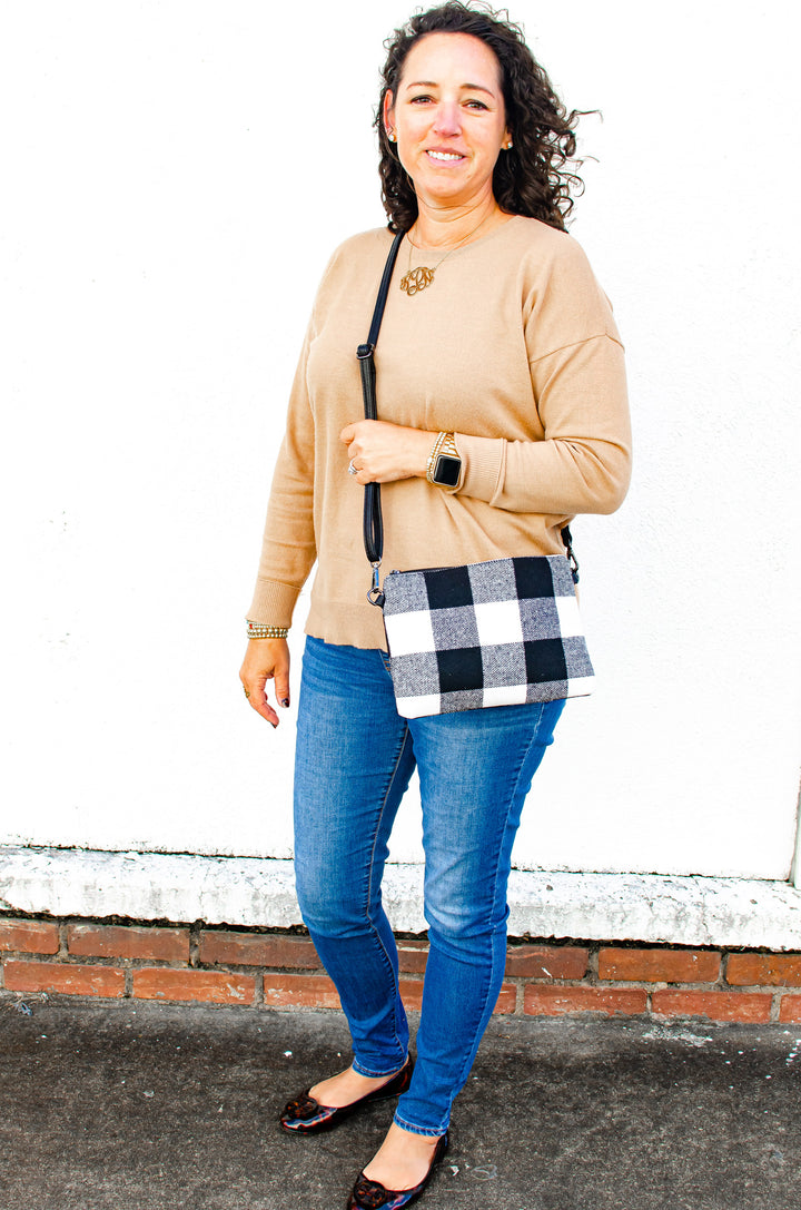 Crossbody Clutch Wristlet -- 4 Colors -- Cow Print, Buffalo Plaid, Houndstooth