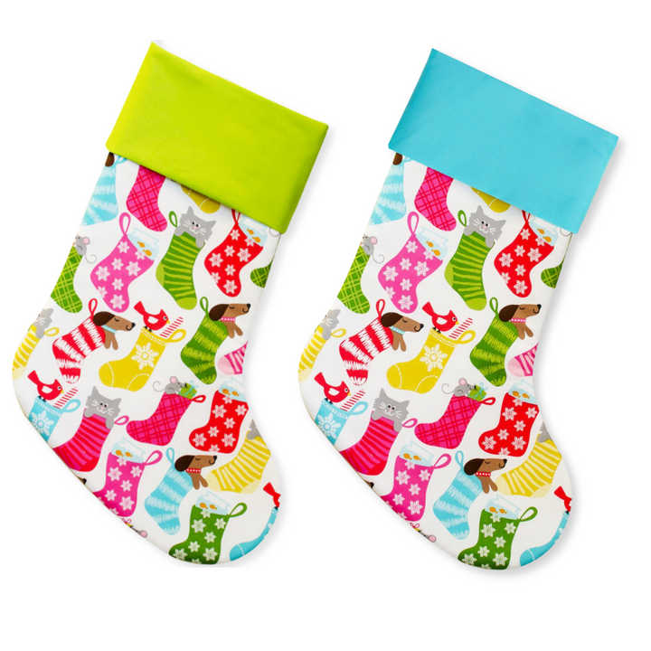 Handmade Christmas Stocking for Cats and Dogs | Pet Stocking | Pink and Green
