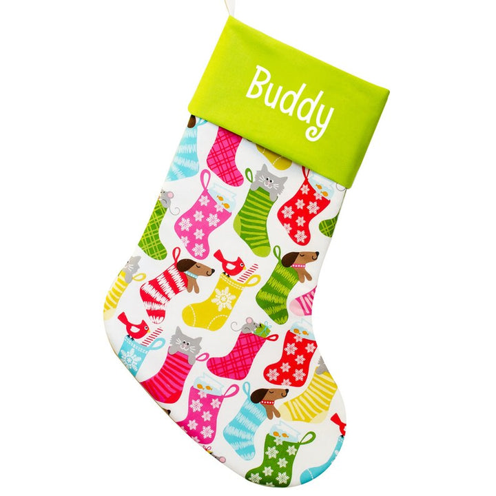 Handmade Christmas Stocking for Cats and Dogs | Pet Stocking | Pink and Green