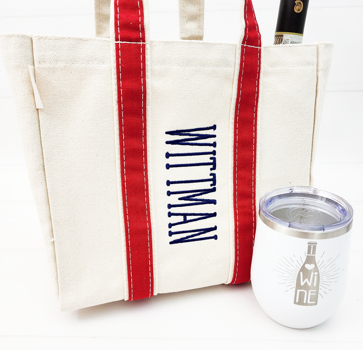 Canvas Wine Gift Bag Tote - 4 Bottle Hostess Gift - 2 Colors