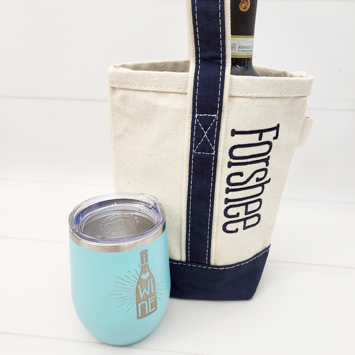 Canvas Wine Gift Bag Tote - 2 Bottle Hostess Gift - 2 Colors