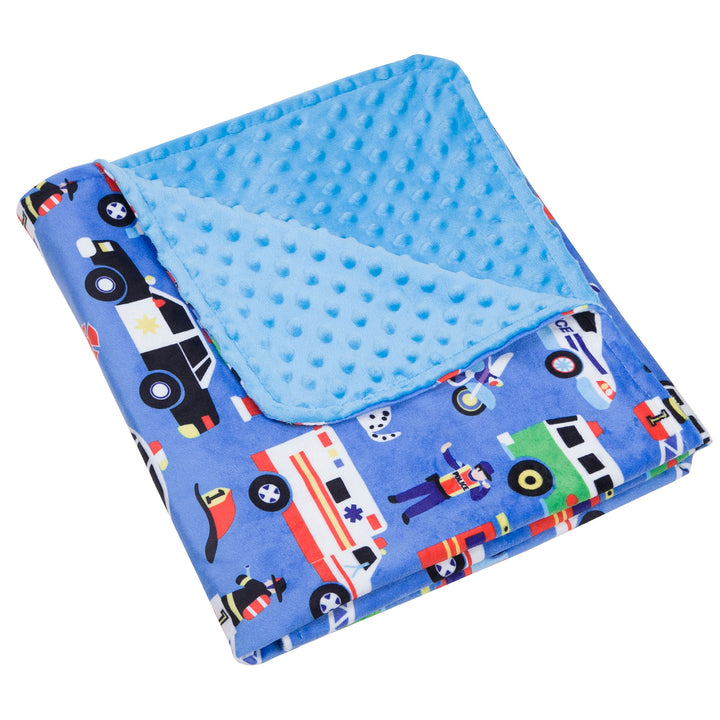 Personalized Plush Minky Dot Baby Blanket - Wildkin - Rescue Trucks
