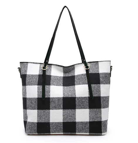 Isabelle Tote - Tweed Crossbody Tote Bag - 9 Colors - Plaid Cow Print Cheetah