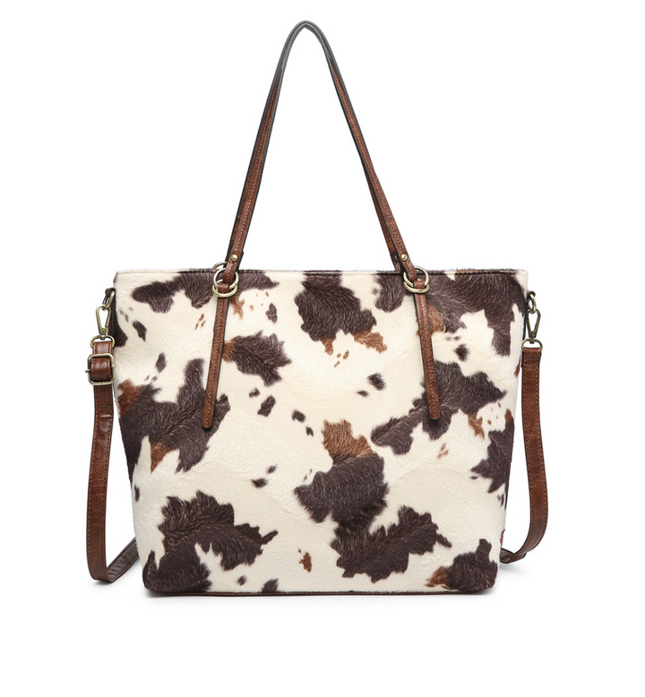 Isabelle Tote - Tweed Crossbody Tote Bag - 9 Colors - Plaid Cow Print Cheetah