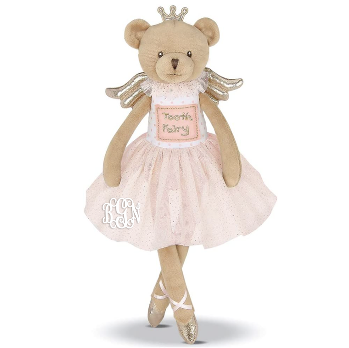 Monogrammed Tooth Fairy Plush - Ballerina Tooth Fairy Bear Doll - Personalized