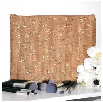 Cork Zippered Pouch - Gold Accents