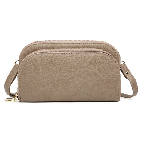 Crossbody Belt Bag Fanny Pack - Vegan Leather - Khaki