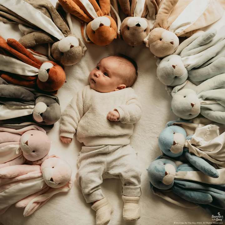 Personalized Lovey Baby Blanket - Bunnies by the Bay Buddy Blanket - Gray