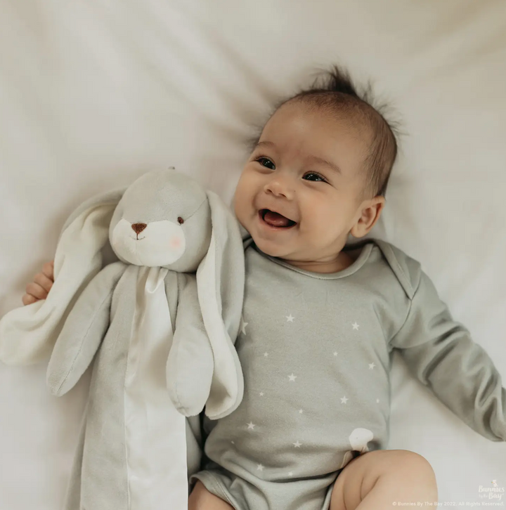 Personalized Lovey Baby Blanket - Bunnies by the Bay Buddy Blanket - Gray