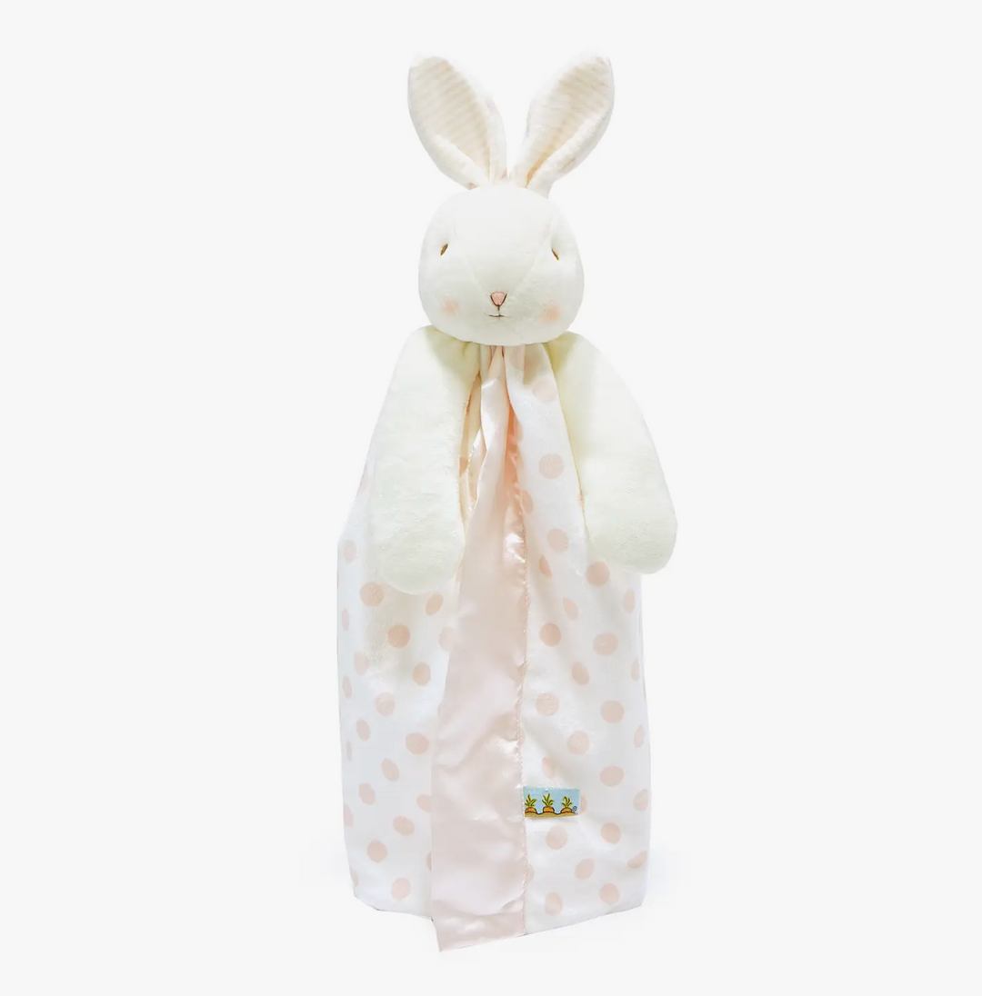 Personalized Lovey Baby Blanket - Bunnies by the Bay Buddy Blanket - Pink Blossom Dot