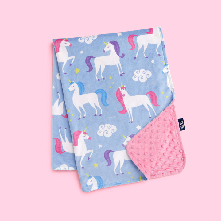 Personalized Plush Minky Dot Baby Blanket - Wildkin - Purple Unicorns