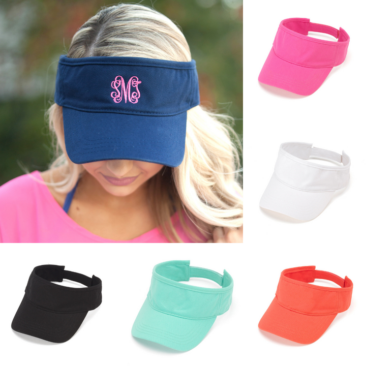 Solid Monogrammed Visor - 6 Colors
