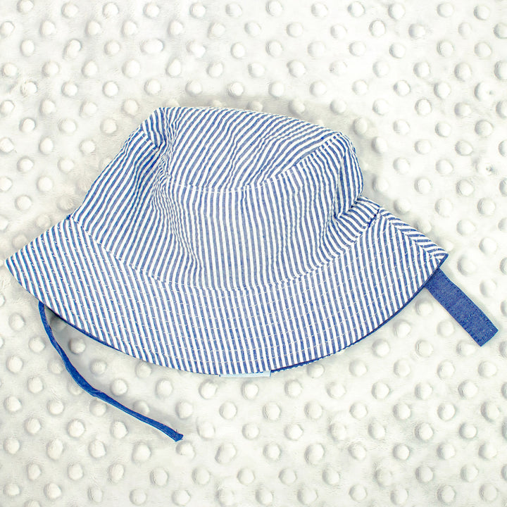 Baby Boy Toddler Personalized Bucket Hat Seersucker Sun Hat - Blue