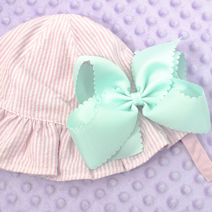 Baby Girl Toddler Seersucker Sun Hat - 2 Colors - Add A Bow