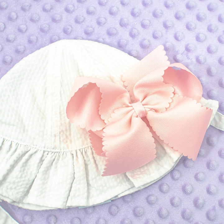 Baby Girl Toddler Seersucker Sun Hat - 2 Colors - Add A Bow