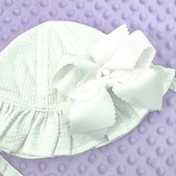 Baby Girl Toddler Seersucker Sun Hat - 2 Colors - Add A Bow