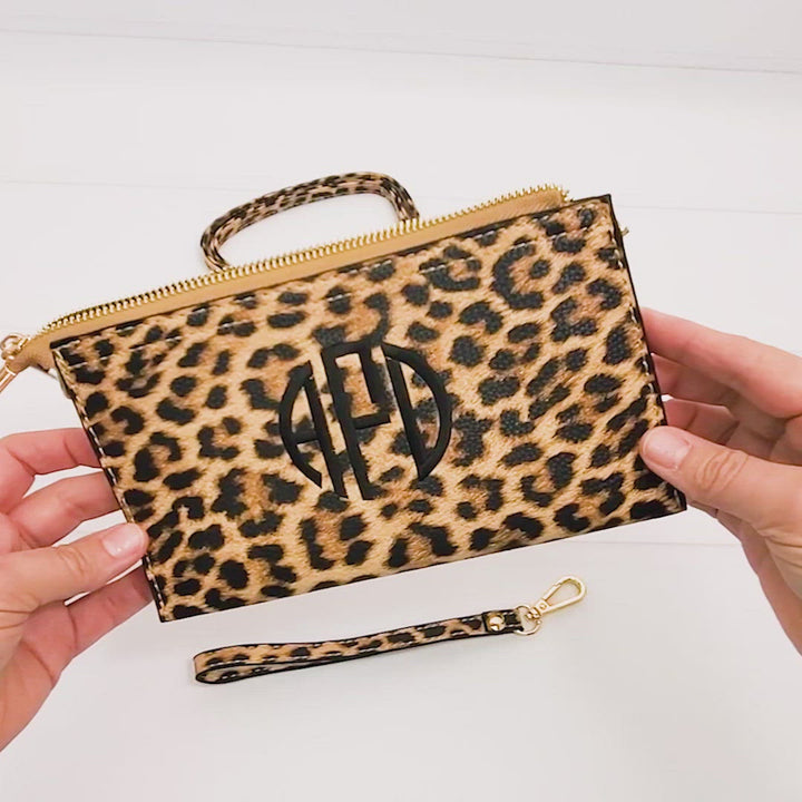 Monogrammed Vegan Leather Cell Phone Window Clutch 3 Compartment Crossbody Purse Bridesmaid Gift - 6 Colors