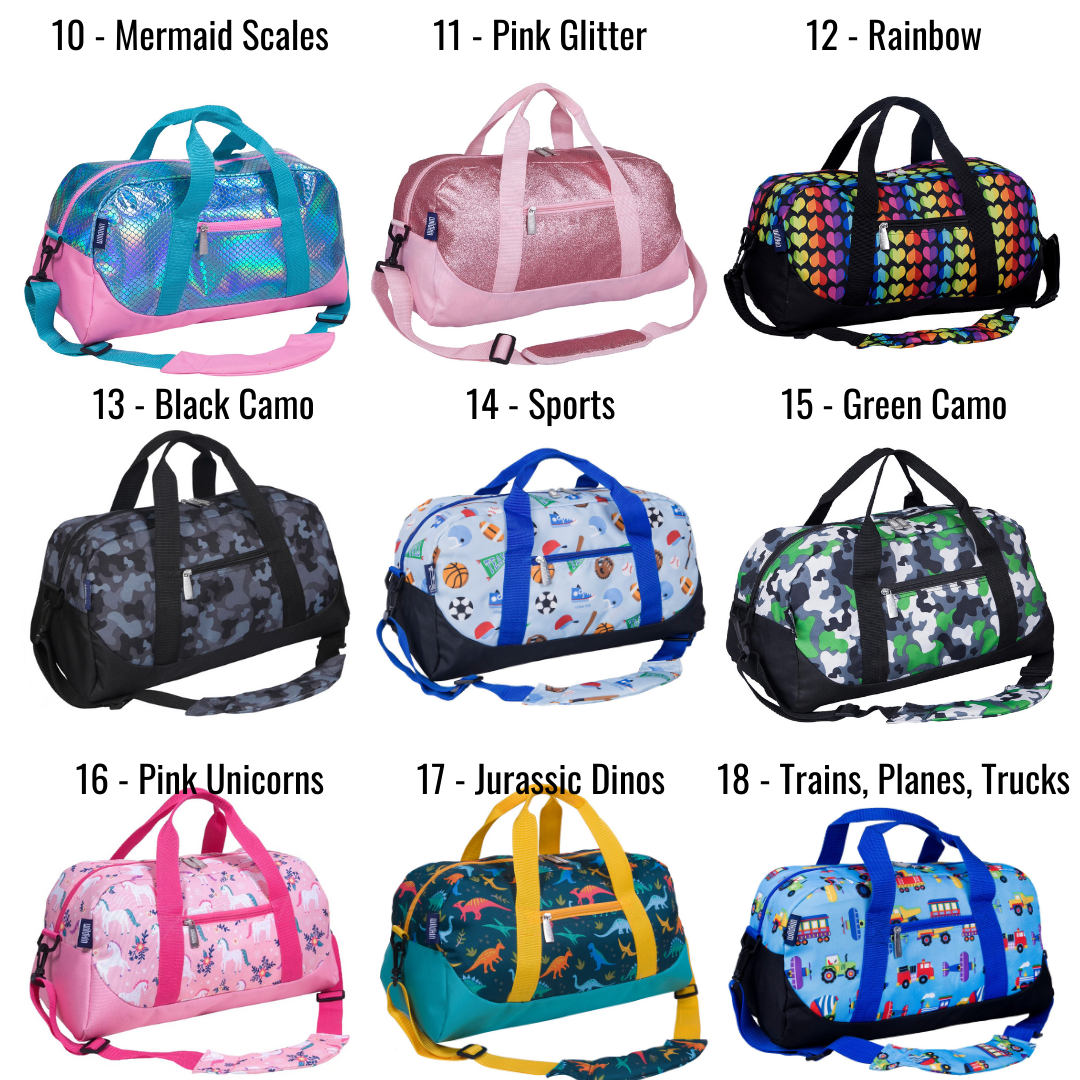 Personalized Overnighter Duffle Bags for Kids - 26 Colors