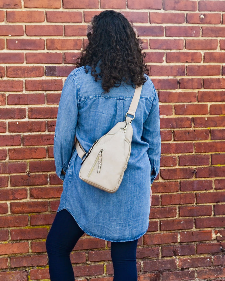 Vegan Leather Sling Backpack - Monogrammed Sling Bag Purse