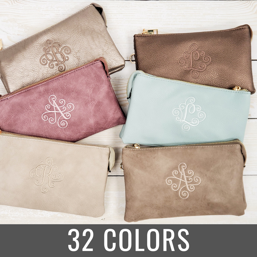 Monogrammed leather purse sales