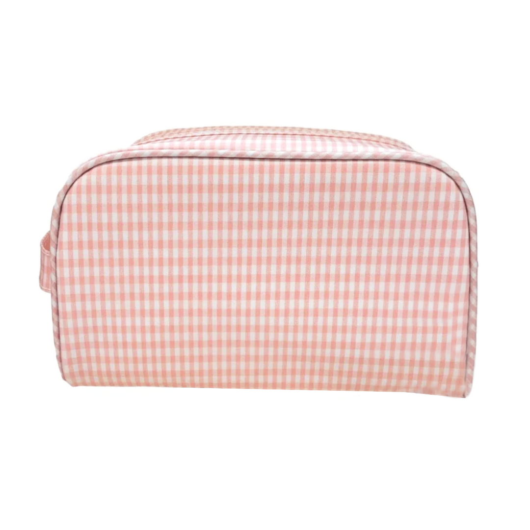 TRVL Design - Stowaway Zip Bag - Makeup Bag - Baby Gift - Taffy Coral Peach Gingham