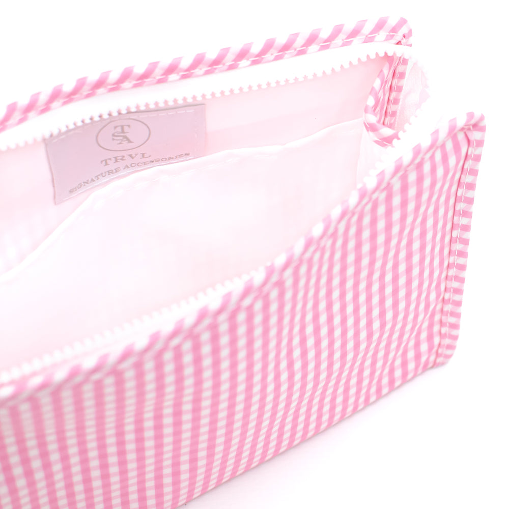 Medium Roadie by TRVL Design - Monogrammed Diaper Bag Organizer - Zippered Pouch - Pink Gingham