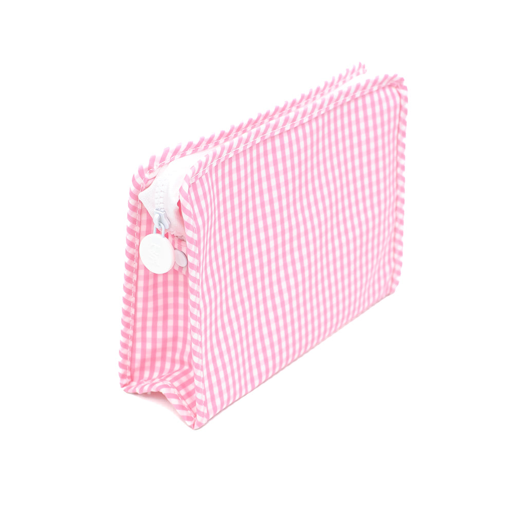 Medium Roadie by TRVL Design - Monogrammed Diaper Bag Organizer - Zippered Pouch - Pink Gingham