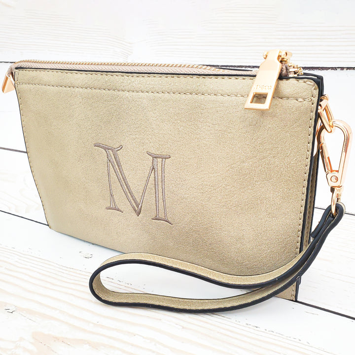 Monogrammed Vegan Leather Cell Phone Window Clutch 3 Compartment Crossbody Purse Bridesmaid Gift - 6 Colors