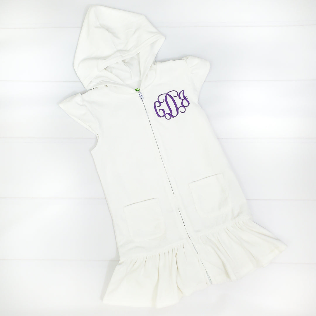 Girls Terry Cover Up - White
