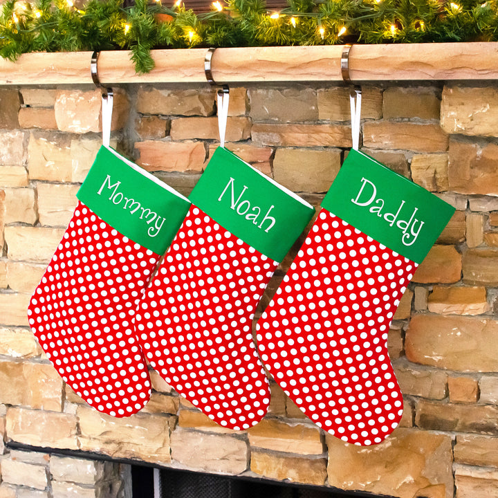 Handmade Large Christmas Stocking Polka Dots -- Handmade Personalized Stocking