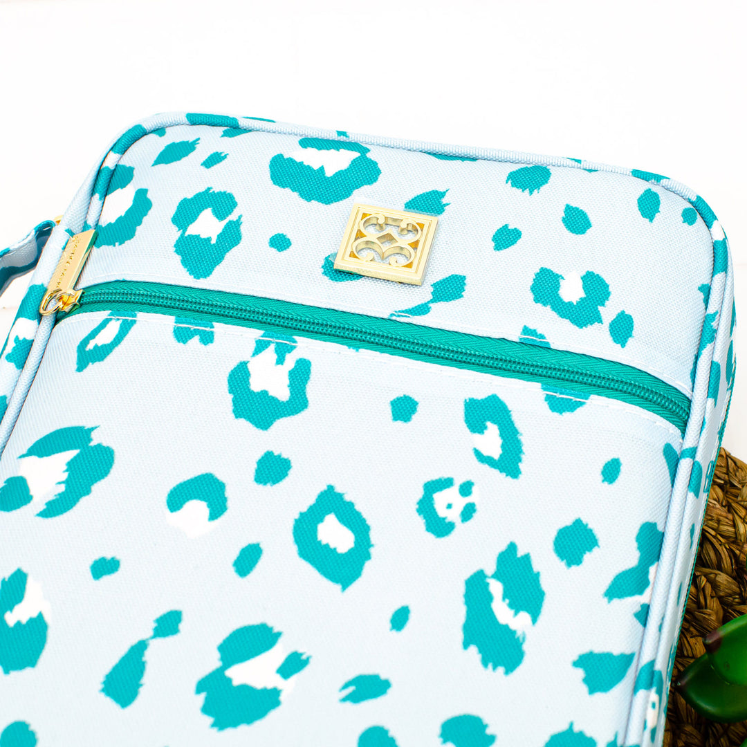 Monogrammed Canvas Bible Cover - Teal Cheetah