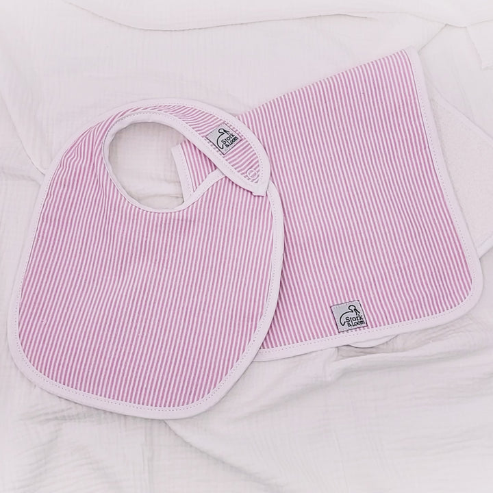 Monogrammed Seersucker Bib and Burp Cloth Set - Pink - Baby Girl Shower Gift