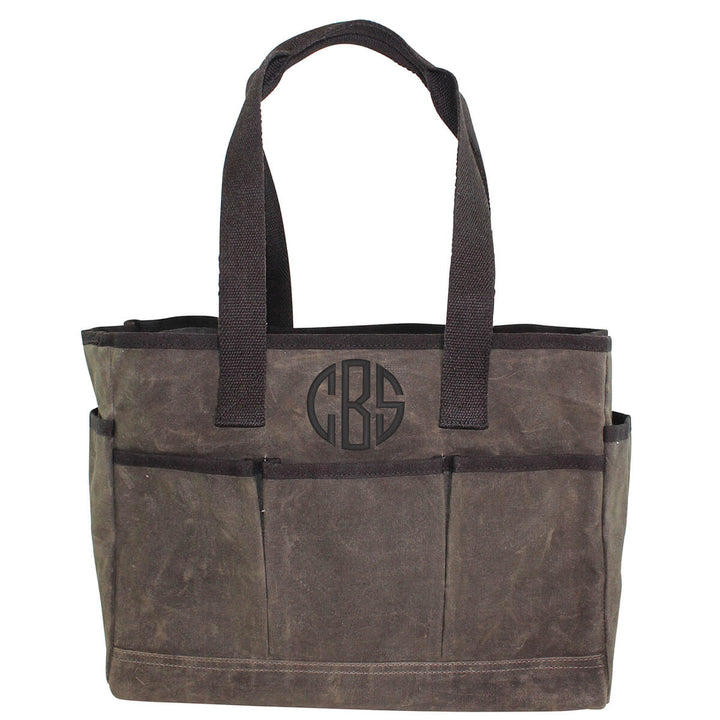 Waxed Canvas Utility Tote - Father's Day Gift - Gift for Men - Olive Brown