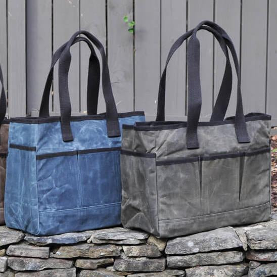 Waxed Canvas Utility Tote - Father's Day Gift - Gift for Men - Olive Brown