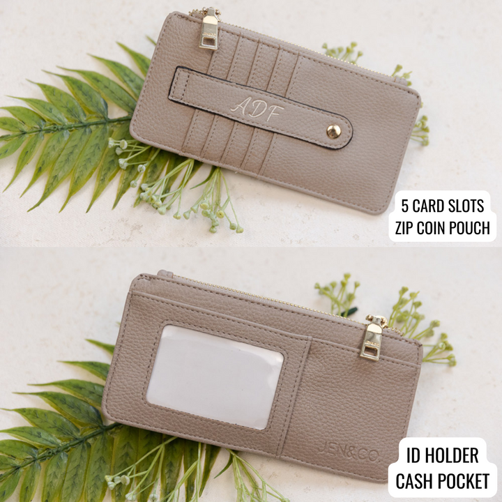 Vegan Leather Slim Card Wallet - 17 Colors - Monogrammed Wallet