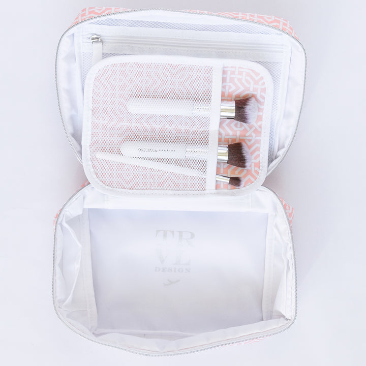 Monogrammed Travel Case - Cosmetic Bag - TRVL Design - On The Case - Lattice Blush or Floral Mist