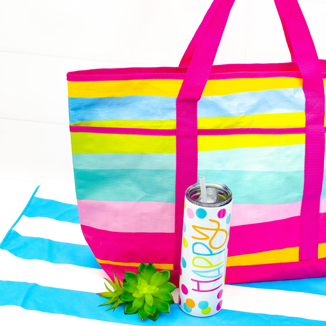 Stainless Skinny Tumbler + Beach Tote Gift Set | Happy Drinkware