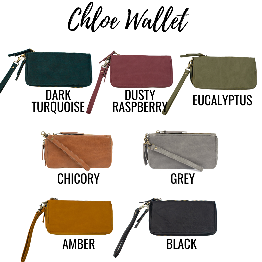 Chloe Zip Around Wallet - Monogrammed Wallet - 7 Colors
