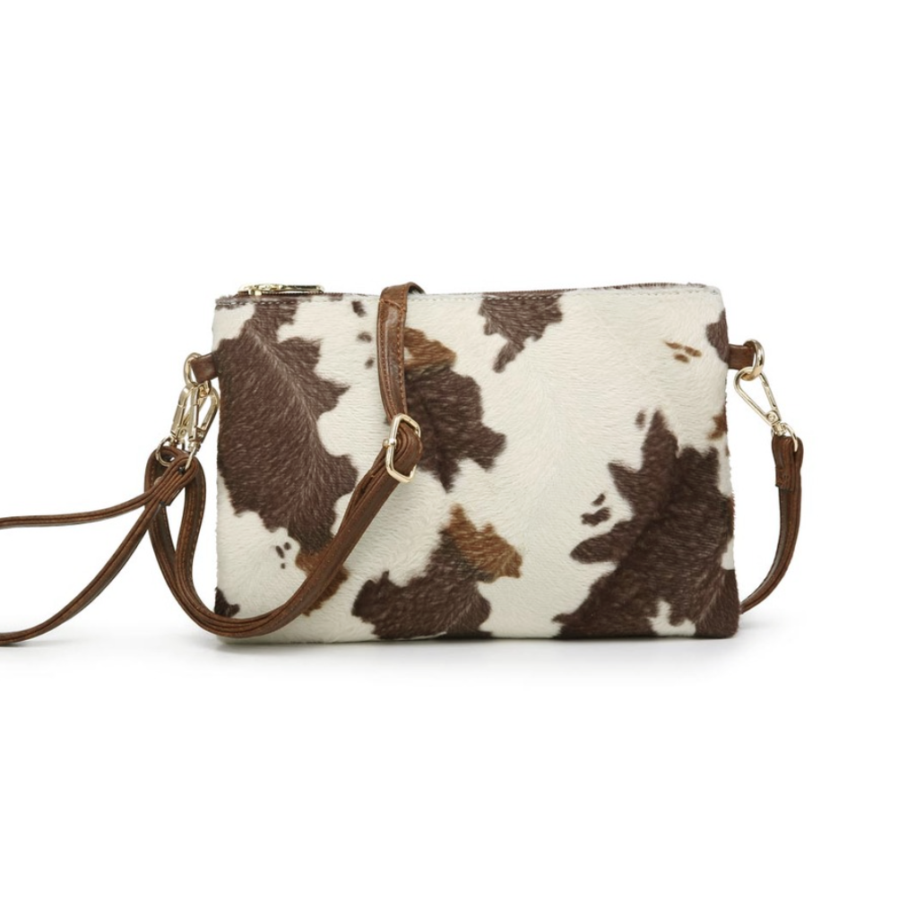 Crossbody Clutch Wristlet Cow Print Monogrammed Cross Body Purse