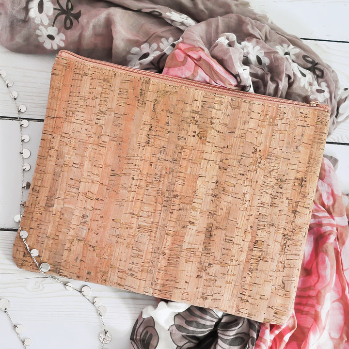 Cork Zippered Pouch - Gold Accents