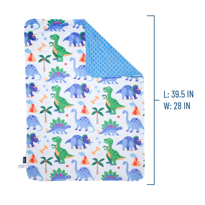 Personalized Plush Minky Dot Baby Blanket - Wildkin - Dinosaurs