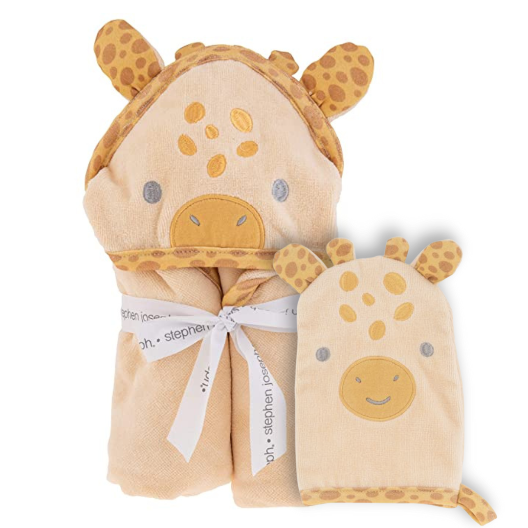 Personalized Hooded Towel Set for Baby and Toddler -  Stephen Joseph - Giraffe