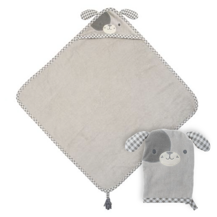 Gray Puppy Stephen Joseph Personalized Hooded Towel Set for Baby and Toddler