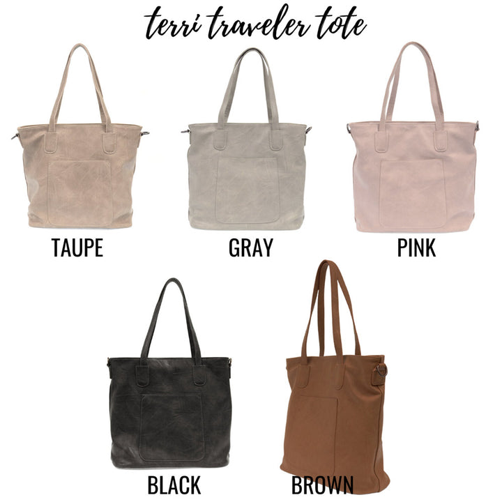 Monogrammed Oversized Tote with Crossbody Strap - Terri Tote Bag - 5 Colors